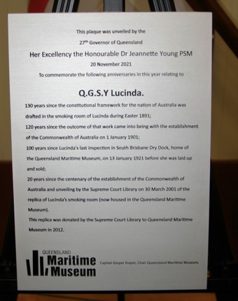 QGSY Lucinda plaque