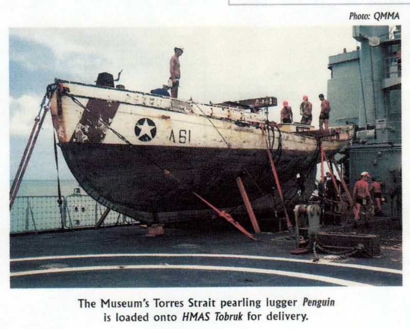 Pearling Lugger Penguin on HMAS Tobruk